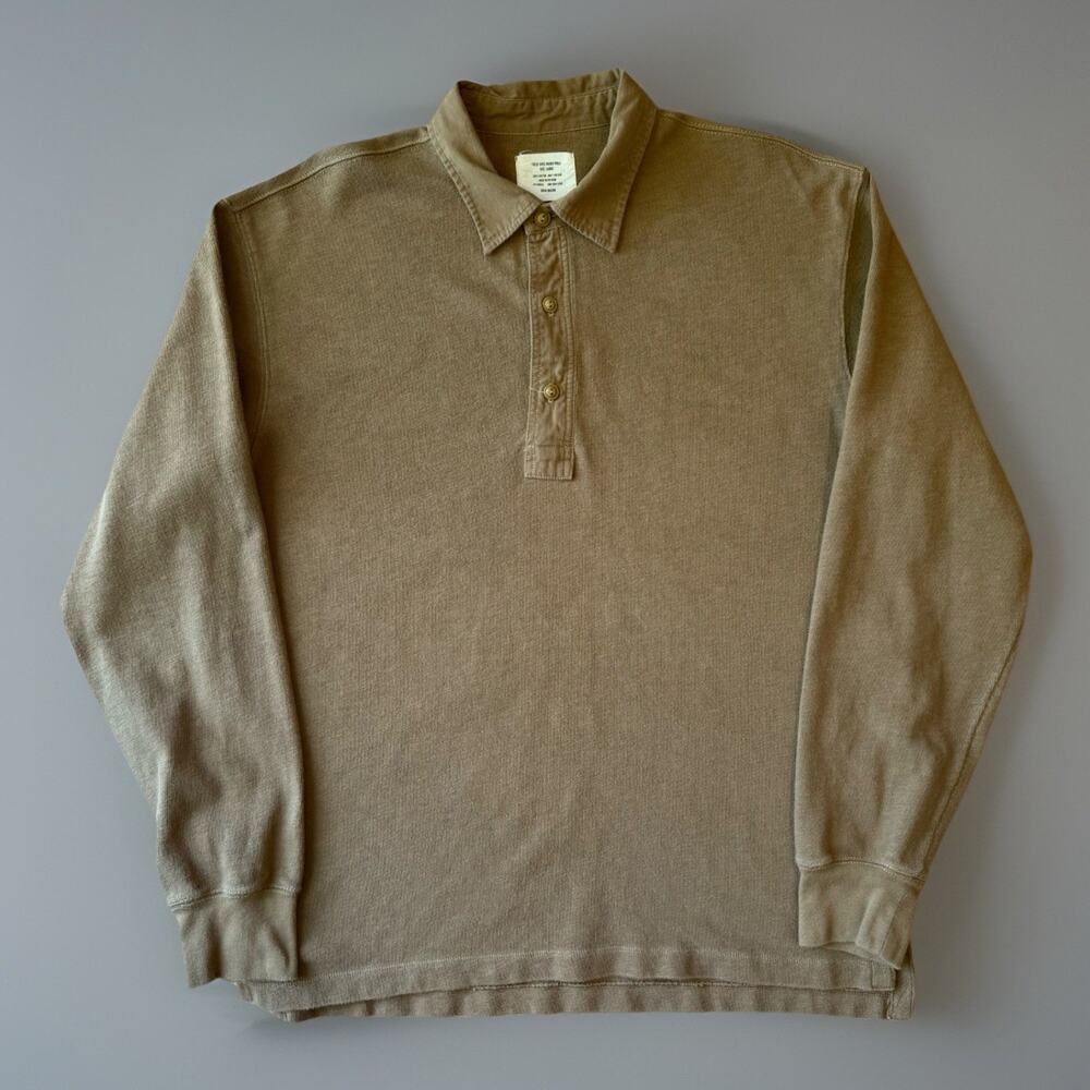 Buck Mason Rugby Shirt Large Khaki Brown Military New York Streetwear Casual